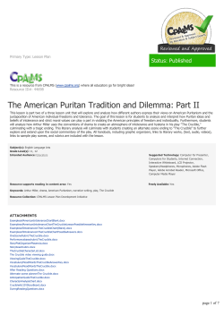 The American Puritan Tradition and Dilemma: Part II