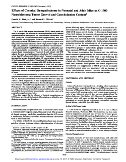 Effects of Chemical Sympathectomy in Neonatal