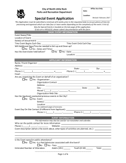 Special Event Application - NLR Parks and Recreation