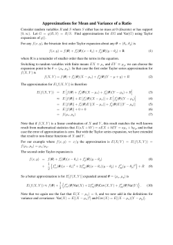 Approximations for Mean and Variance of a Ratio