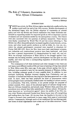 The Role of Voluntary Associations in West African Urbanization