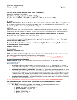 Minutes of the Regular Meeting of the Board of Education Galena