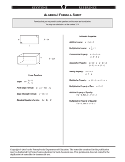 Math Formula Sheets (Algebra I, Algebra II