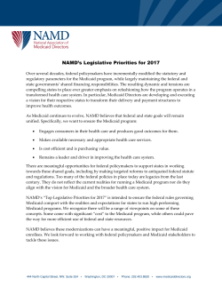 NAMD`s Legislative Priorities for 2017