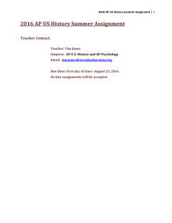 2016 AP US History Summer Assignment