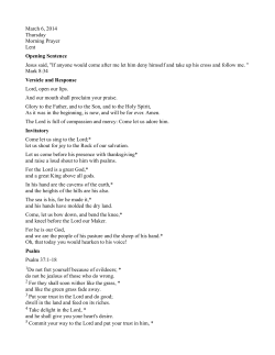 March 6, 2014 Thursday Morning Prayer Lent Opening Sentence
