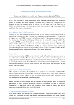 Porto Declaration on European MOOCs