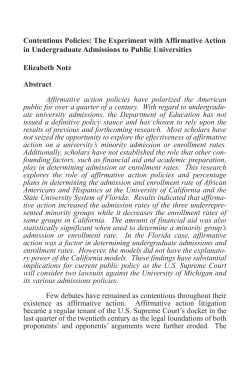 Contentious Policies: The Experiment with Affirmative Action in