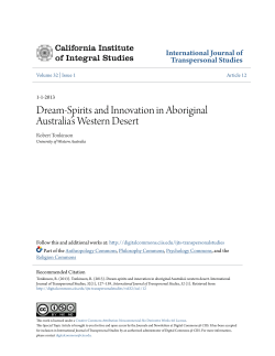 Dream-Spirits and Innovation in Aboriginal Australia`s Western Desert