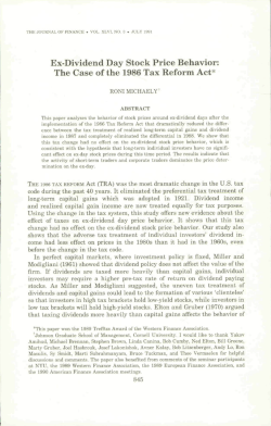 Ex-Dividend Day Stock Price Behavior: The Case of the 1986 Tax