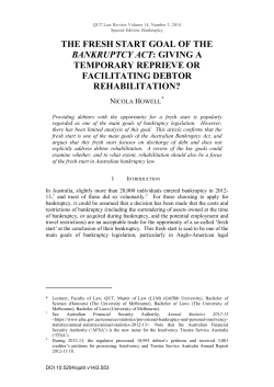 the fresh start goal of the bankruptcy act: giving a temporary reprieve
