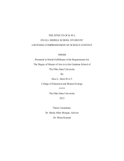 THE EFFECTS OF K-W-L ON ELL MIDDLE SCHOOL STUDENTS