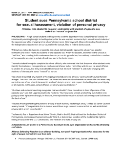 Student sues Pennsylvania school district for sexual harassment