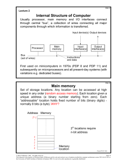 Internal Structure of Computer Main memory