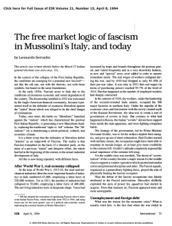 The Free Market Logic of Fascism in Mussolini`s Italy, and Today