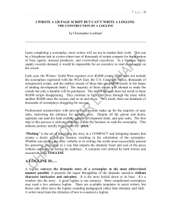 wrote a 120 page script but can`t write a logline