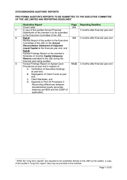 pro-forma auditor`s reports to be submitted to the executive