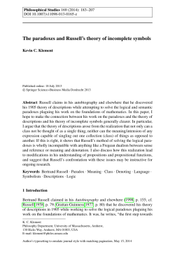 The paradoxes and Russell`s theory of incomplete symbols