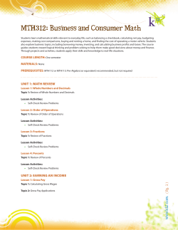 MTH312: Business and Consumer Math