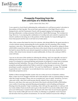 Prosperity Preaching from the Ears and Eyes of