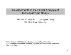 Developments in the Factor Analysis of Individual Time Series