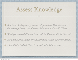 Key Terms: Indulgences, grievances, Reformation, Protestantism