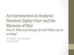 Orwell and the Rhetorical Situation of Nineteen Eighty-Four