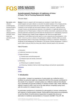 FORUM: QUALITATIVE SOCIAL RESEARCH SOZIALFORSCHUNG