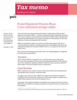 Tax memo: Pooled Registered Pension Plans: A new