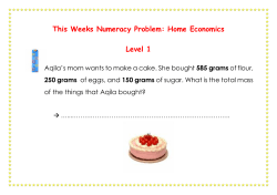 This Weeks Numeracy Problem: Home Economics Level 1