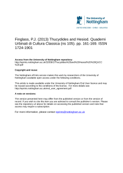 Finglass, P.J. (2013) Thucydides and Hesiod. Quaderni Urbinati di