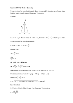 Question #44041 – Math – Geometry The perimeter of an isosceles