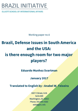 Brazil, Defense Issues in South America and the USA