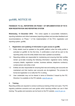 161212 goAML Notice 5 FEEDBACK TO ALL REPORTERS ON THE