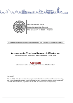 Competence Centre in Tourism Management and Tourism