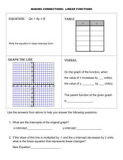 Equation: -2x + 4y = 8 Table Graph the line Verbal