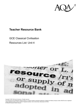 A-level Classical Civilisation Resource list Resource list: Unit 04