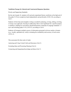 Nonfiction Passage for Selected and Constructed