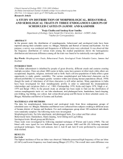 a study on distribution of morphological, behavioral and