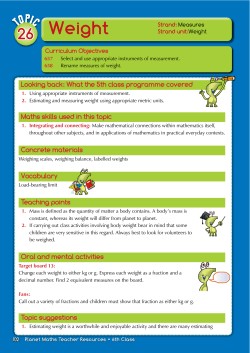 1 Place Value Strand: Number Weight