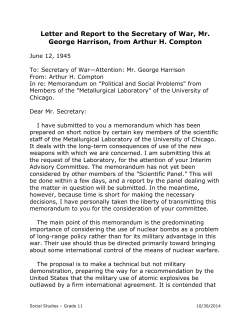 Letter and Report to the Secretary of War, Mr. George Harrison, from