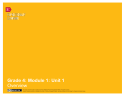 Grade 4: Module 1: Unit 1 Overview