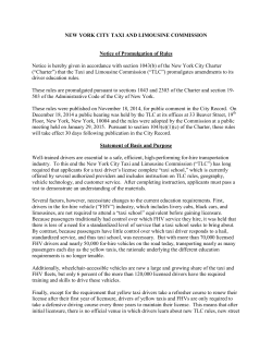 NEW YORK CITY TAXI AND LIMOUSINE COMMISSION Notice of