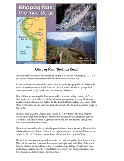 Qhapaq &Ntilde;an: The Inca Road