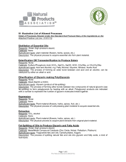 IV: Illustrative List of Allowed Processes Distillation of Essential Oils