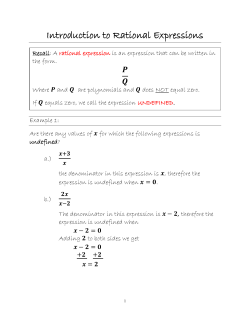 Introduction to Rational Expressions