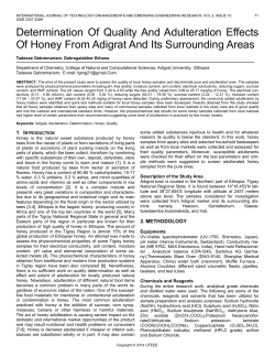 Determination Of Quality And Adulteration Effects Of Honey