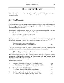 Ch. 3: Sentence Errors