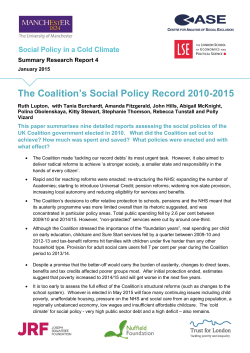 The Coalition`s Social Policy Record 2010-2015