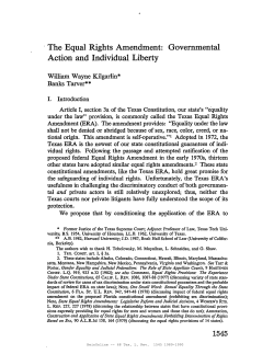 The Equal Rights Amendment: Governmental Action and Individual